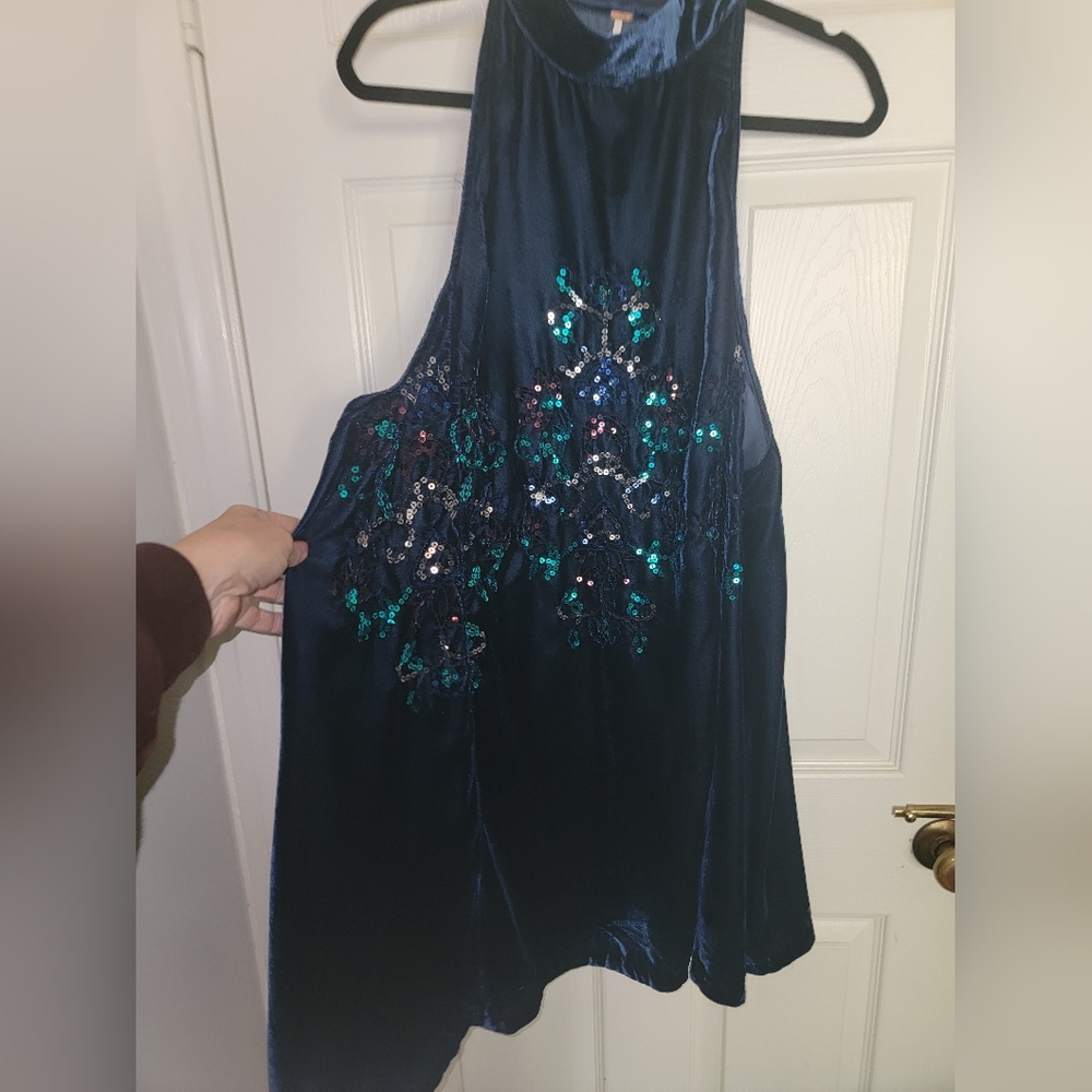 Free People Blue Velvet Sequin Dress